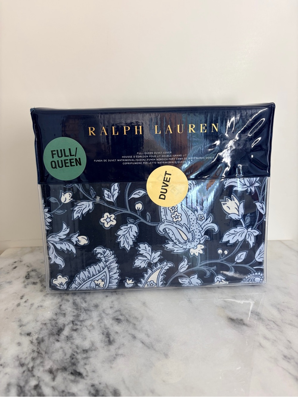 Ralph Lauren Full/Queen Delphine Pasley Navy and White Duvet Cover